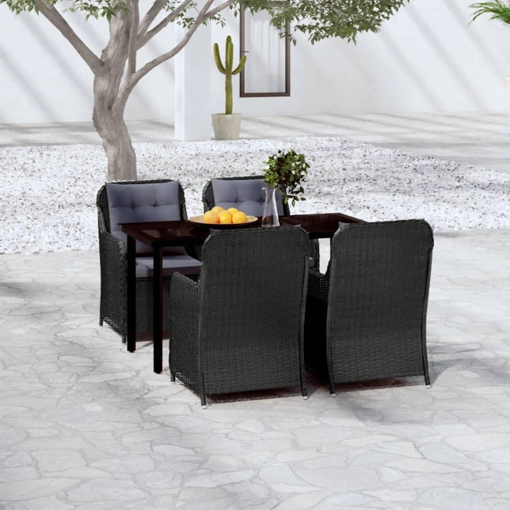 5 Piece Patio Dining Set Black,Outdoor Patio Dining Set Elegant and Comfortable for Garden and Patio Furniture Sets for Patio, Lawn & Garden