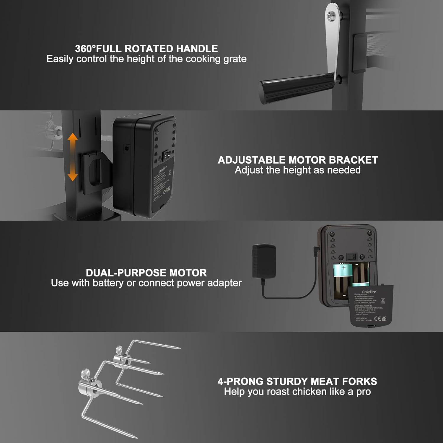 Onlyfire Santa-Maria Style Rotisserie Rotating System for Solo Stove Yukon 27