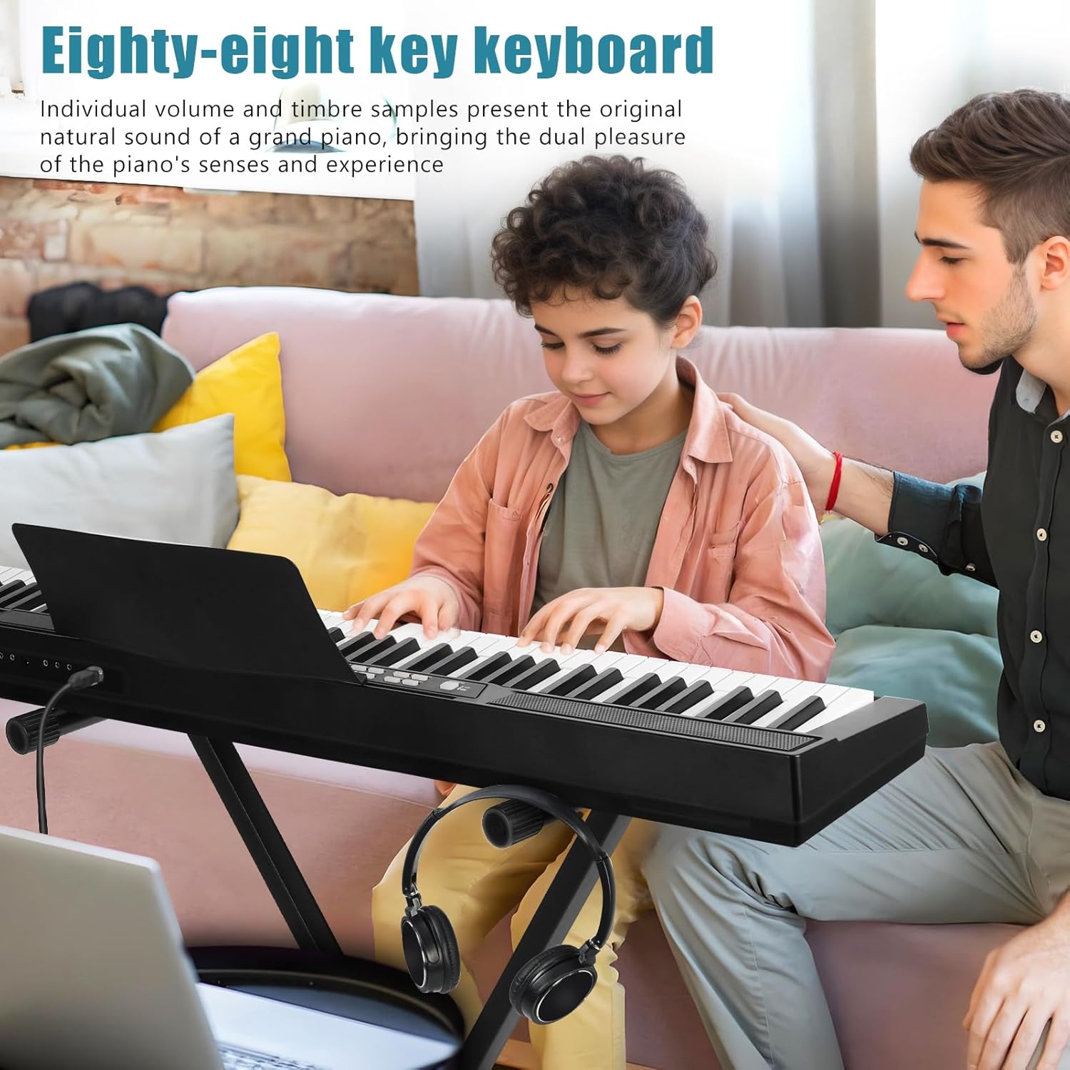 cdar 88 Key Keyboard Piano,Electric Piano Full Size Music Keyboard Learning Keyboard with Semi Weighted Keys Sustain Pedal Carrying Case & Headphones Perfect for Kids Adults Beginners & Professiona