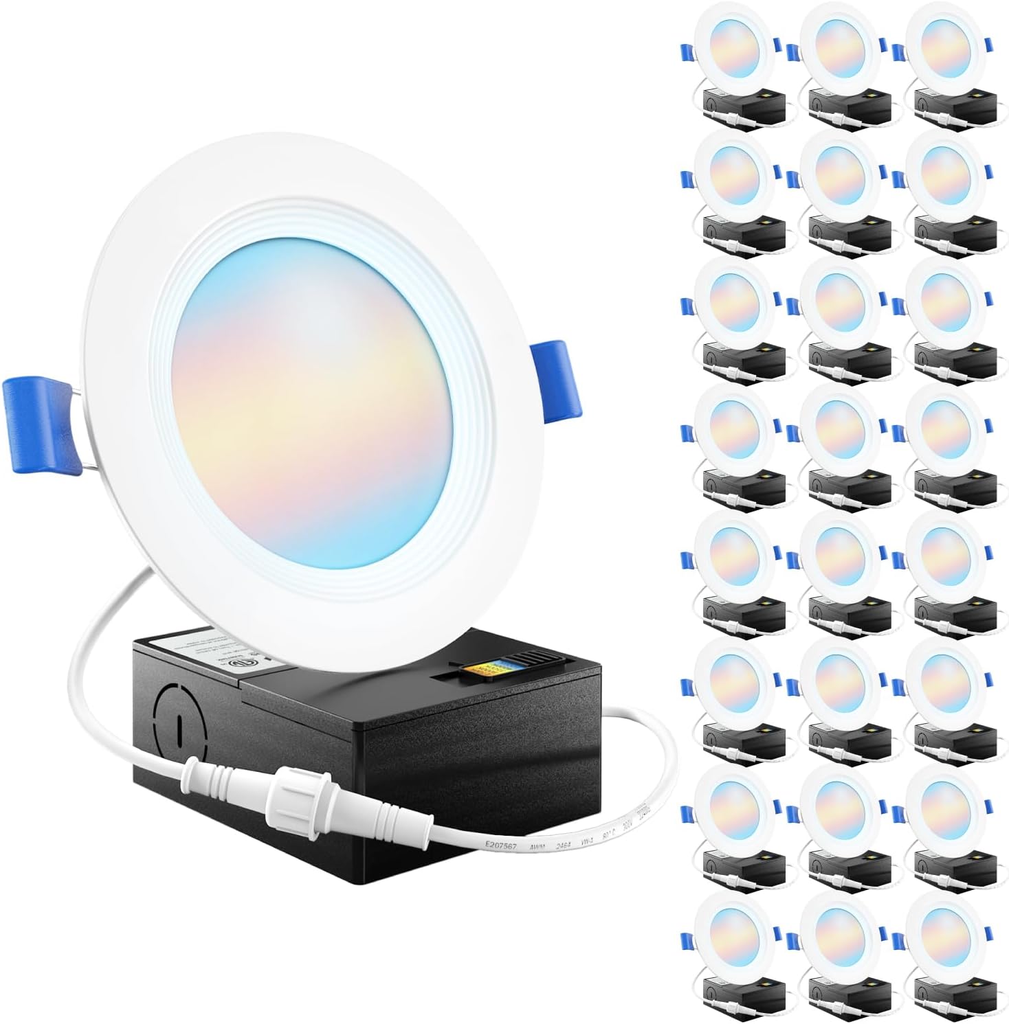 Sunco 24 Pack 4 Inch LED Recessed Light, Ceiling Canless Recessed Lights, Baffle Trim, 850 LM, 10W, Selectable CCT 2700K/3000K/4000K/5000K/6000K, Dimmable with Junction Box