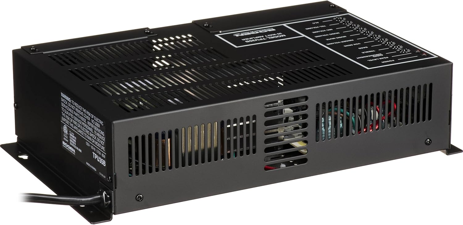 Bogen TPU35B Telephone Paging Amplifier, 35-Watt, Commercial Public Address System, Background Music Muting, Automatic Level Control, Aphex Aural Exciter, Night Ringer, Bridgeable