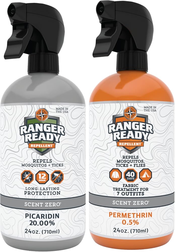 Ranger Ready Repellents P2Pak Permethrin + Picaridin 20% Tick & Insect Repellent, Scent Zero, 24 Fl Oz. (Pack of 2)