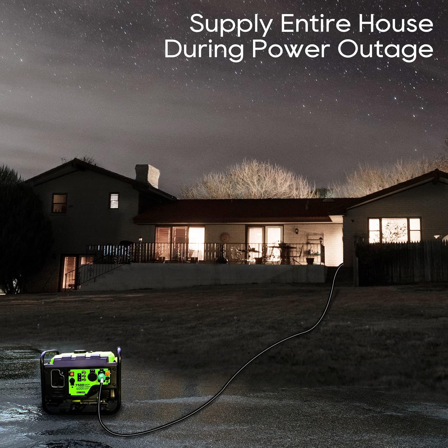 RVGUARD 3 Prong 30 Amp 75 Foot Generator Extension Cord, NEMA L5-30P/L5-30R 125V 10 Gauge SJTW Generator Power Cord with Cord Organizer, ETL Listed