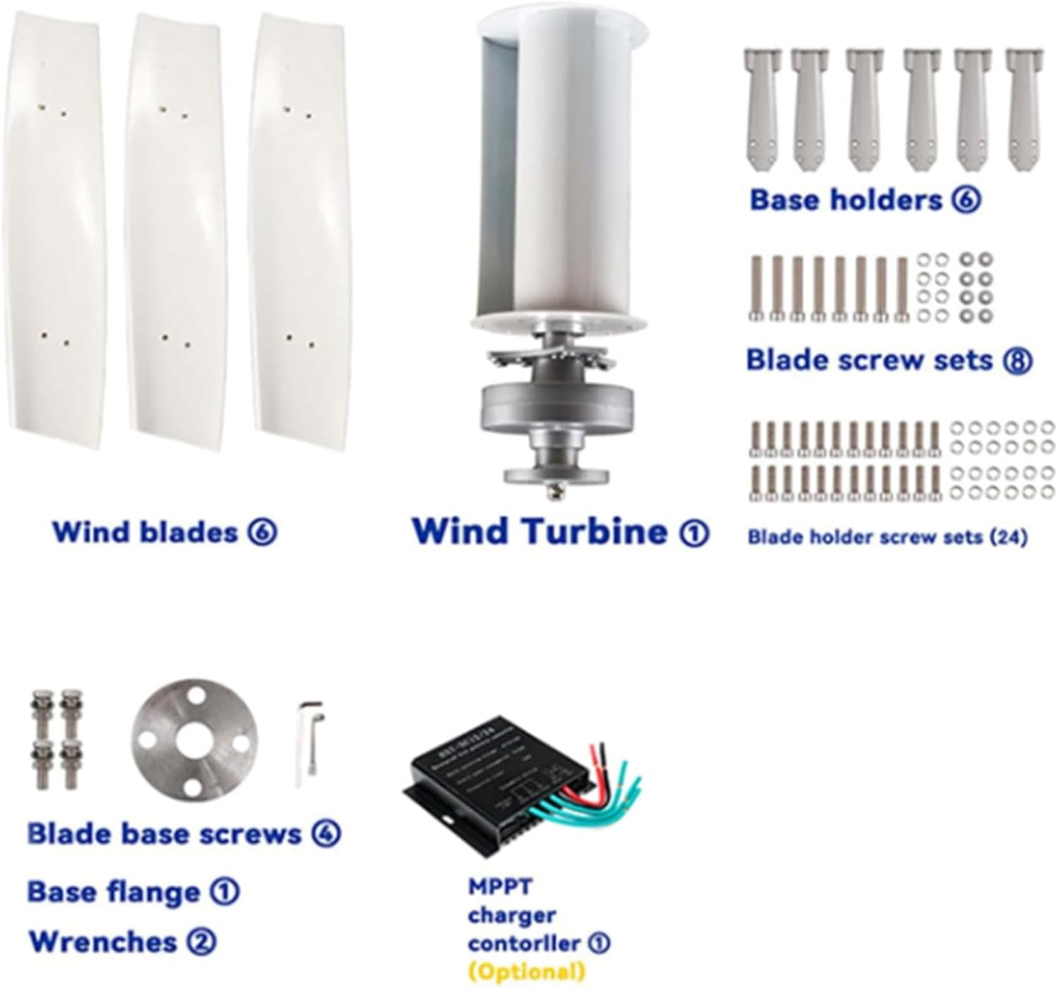 220V,BAOJUHUIKANG 12V 24V 48V 3 Blades Low Noise Generator Windmill Wind Power Turbine Generator Set 10000W Vertical Axis Wind Turbine Kit, for Family (With Controller)