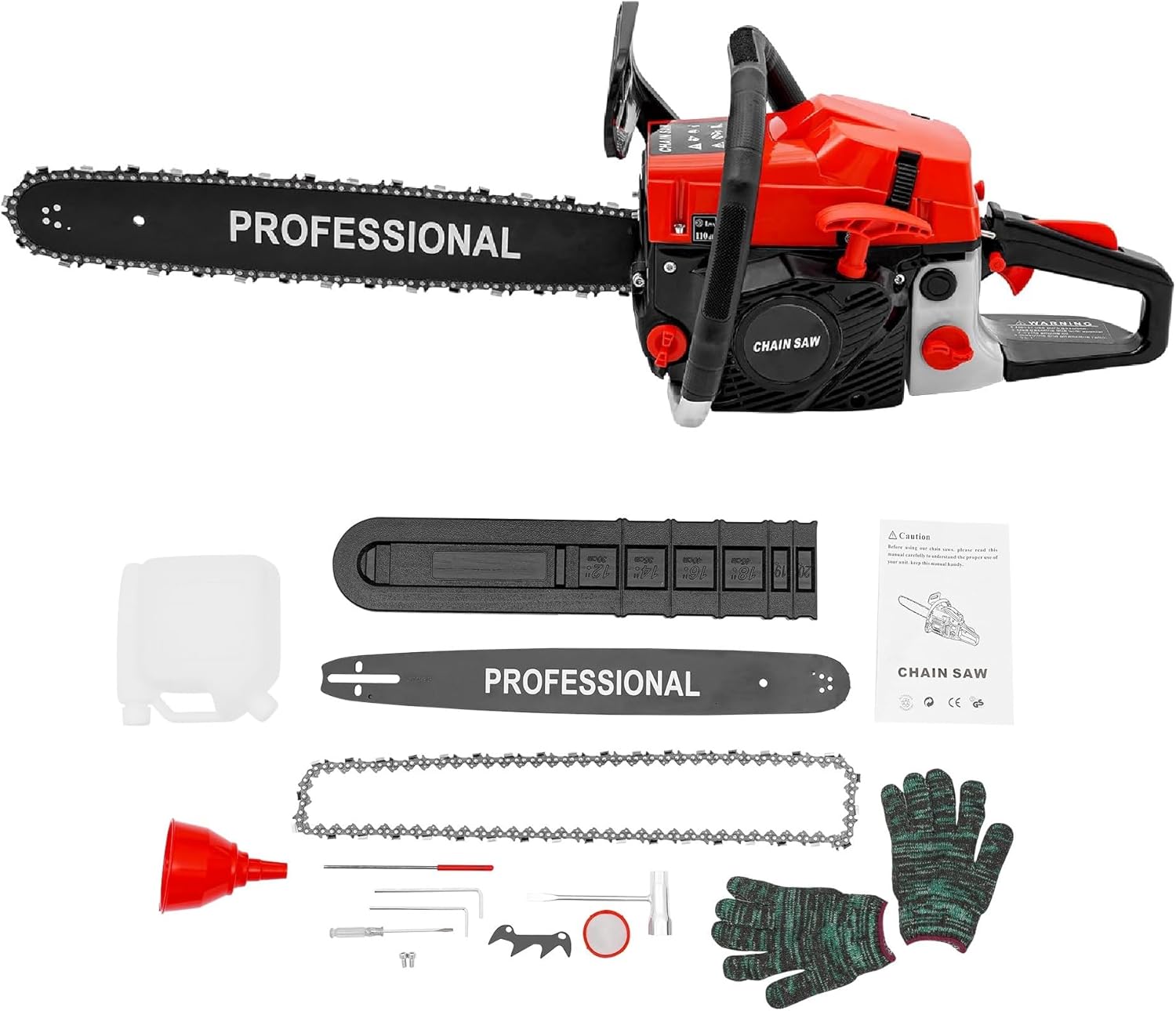 20 Inch Gas Powered Chainsaw, 58CC 2 Stroke Gasoline Handheld Petrol Chain Saws 3.6HP Gas Chainsaw Set Complete Kit Accessories for Cutting Wood Gardens Farms Parks Forests