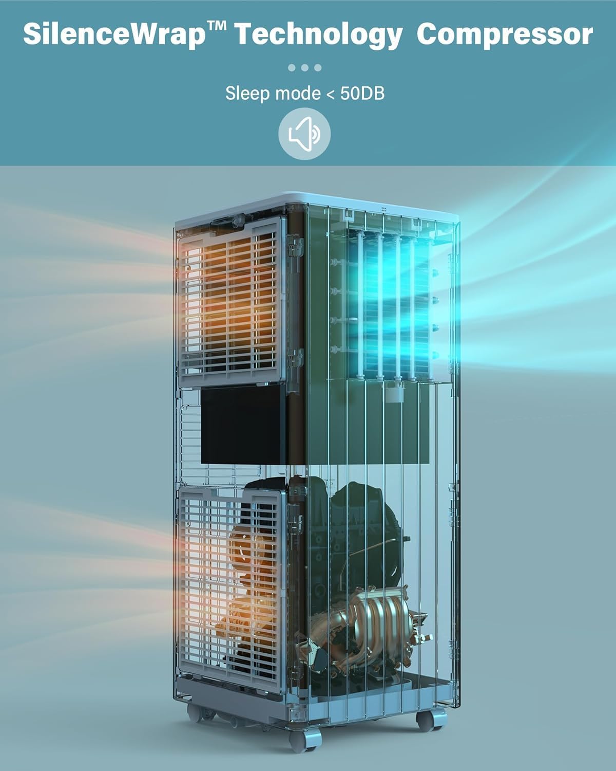 Portable Air Conditioner with Cooling and Dehumidification Capacity,8000BTU Portable AC Suitable for 350 Sq.Ft Air Cooler with a Remote Control Function Easy Movement