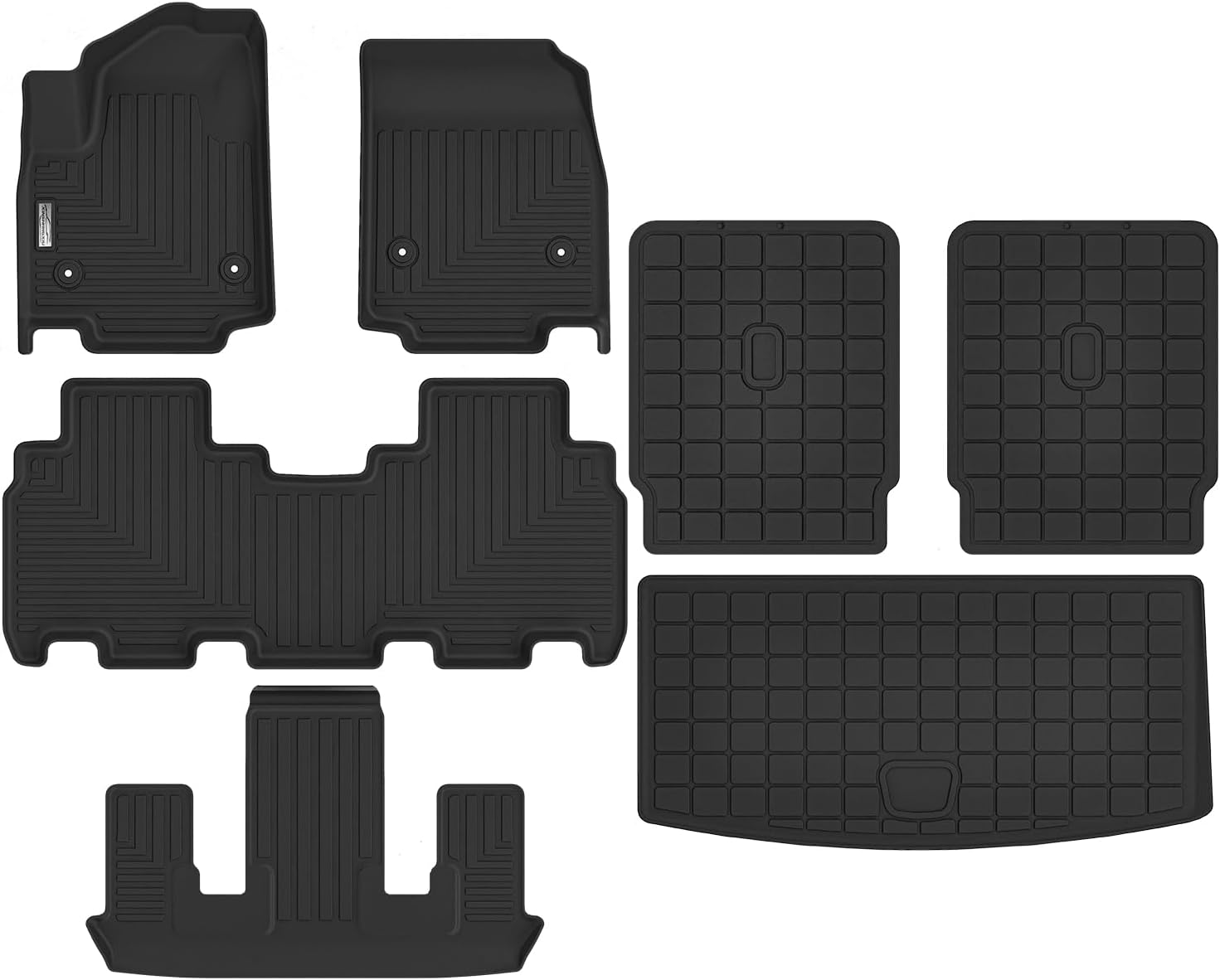 Floor Mats & Cargo Liner for 2026 Cadillac Vistiq 6 Seats Bucket Seats,TPE All Weather Protection Slush Floor Liner for Vistiq Accessories(Trunk Mat+Backrest Mat+Floor Mat)