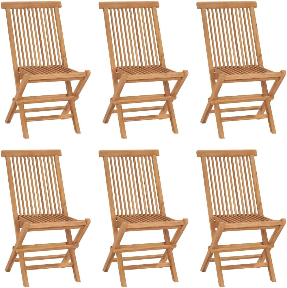 Folding Patio Chairs 6 pcs Solid Teak Wood Outdoor Furniture, Outdoor Chairs