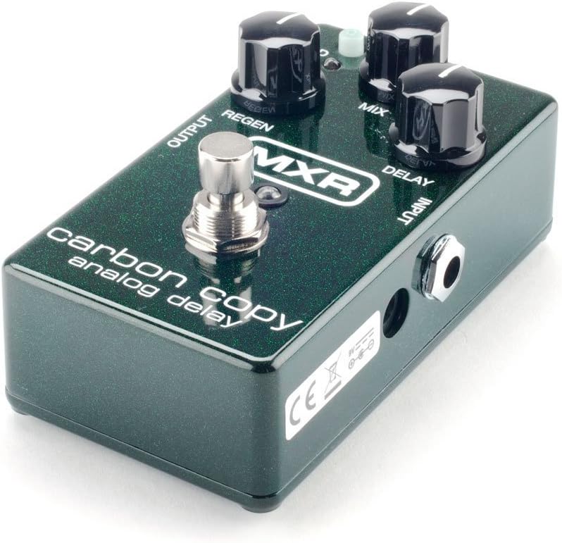 MXR M169 Carbon Copy Analog Delay Pedal BUNDLE with AC/DC Adapter Power Supply for 9 Volt DC 1000mA, 2 Metal-Ended Guitar Patch Cables AND 6 Dunlop Guitar Picks