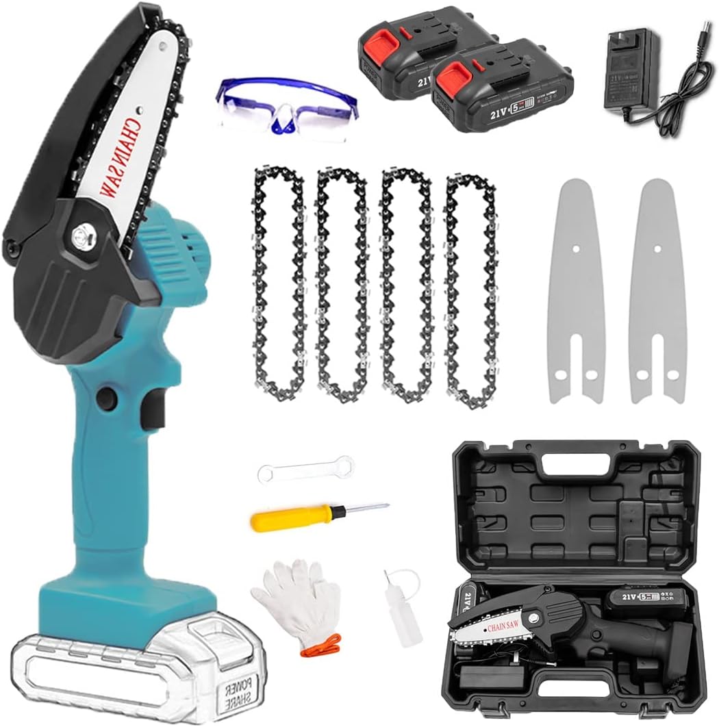 4 Inch Cordless Chainsaw with Charger,Mini Chainsaw with Battery and Led Lights,Mini Chain Saw,Cordless Battery Power, Portable Electric Chainsaw, Suitable for Gardening, Wood, Outdoor Camping