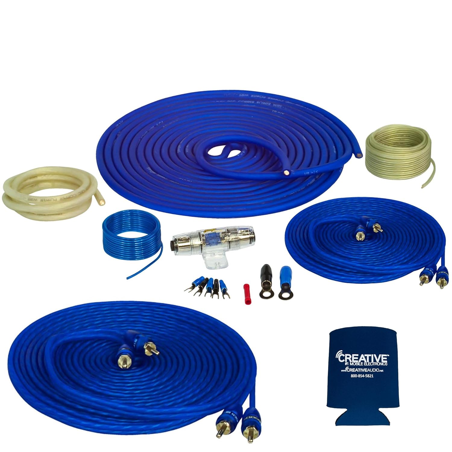 Stinger SS1200XS 4GA Copper 1200W Complete Amplifier Wiring Kit with Stinger SSRCB17 17 Foot RCA 4 AWG