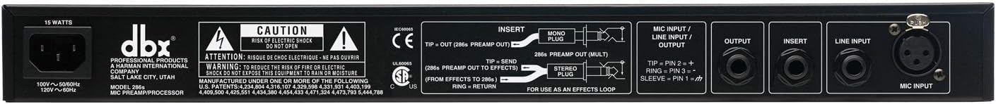dbx DBX286SV Instrument, Microphone Preamp & Channel Strip Processor, with Compression, De-Esser, Enhancer, Expander/Gate, Loop-Out. Metering LEDs, XLR and ¼” inputs. Rack Mountable 1U. Silver