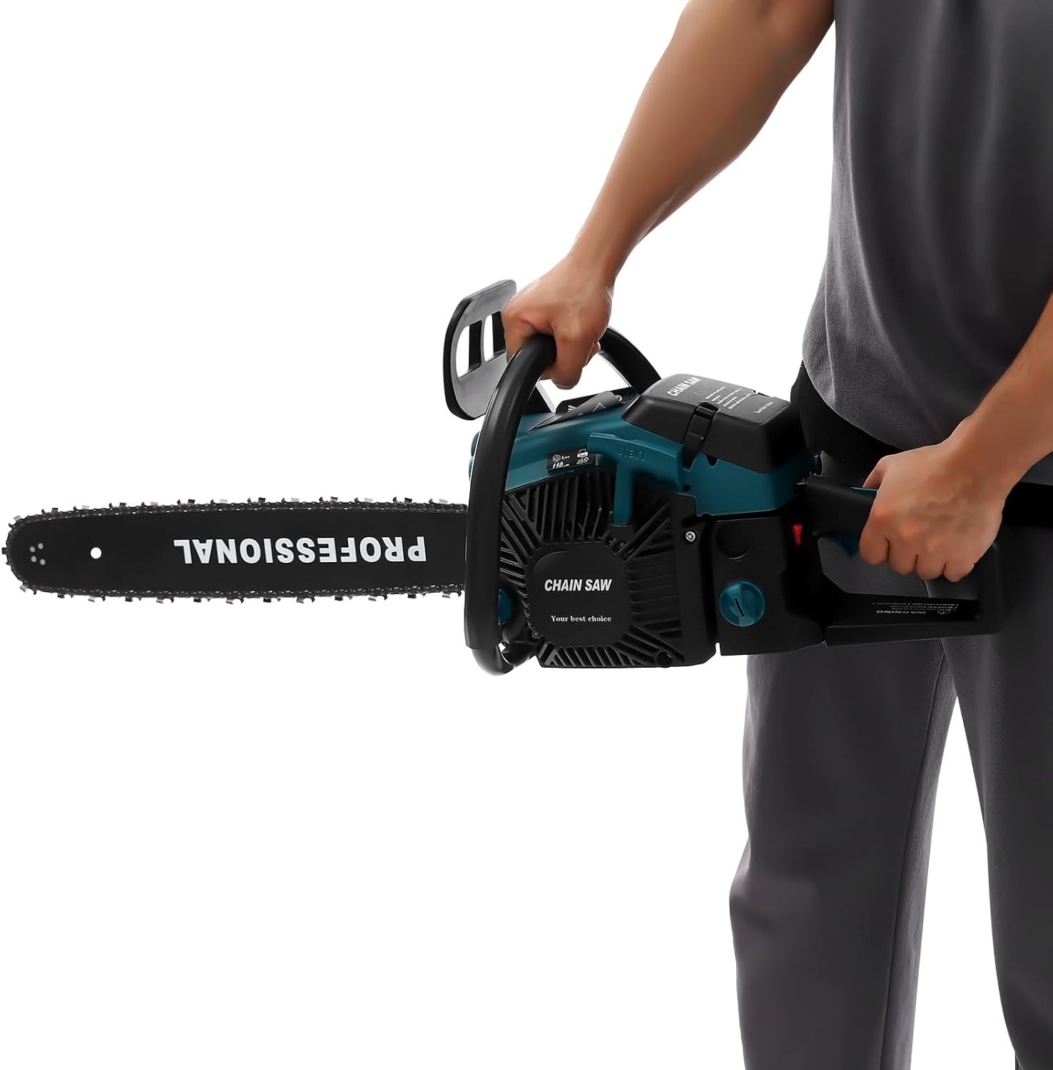 58CC Gas Powered Chainsaw with 20'' Guide Bar Saw Chain, 3.1HP 2-Stroke Engine Chainsaw Cutting Wood Gas Sawing, Handheld Cordless Petrol Chain Saw for Cutting Wood Outdoor Garden Farm