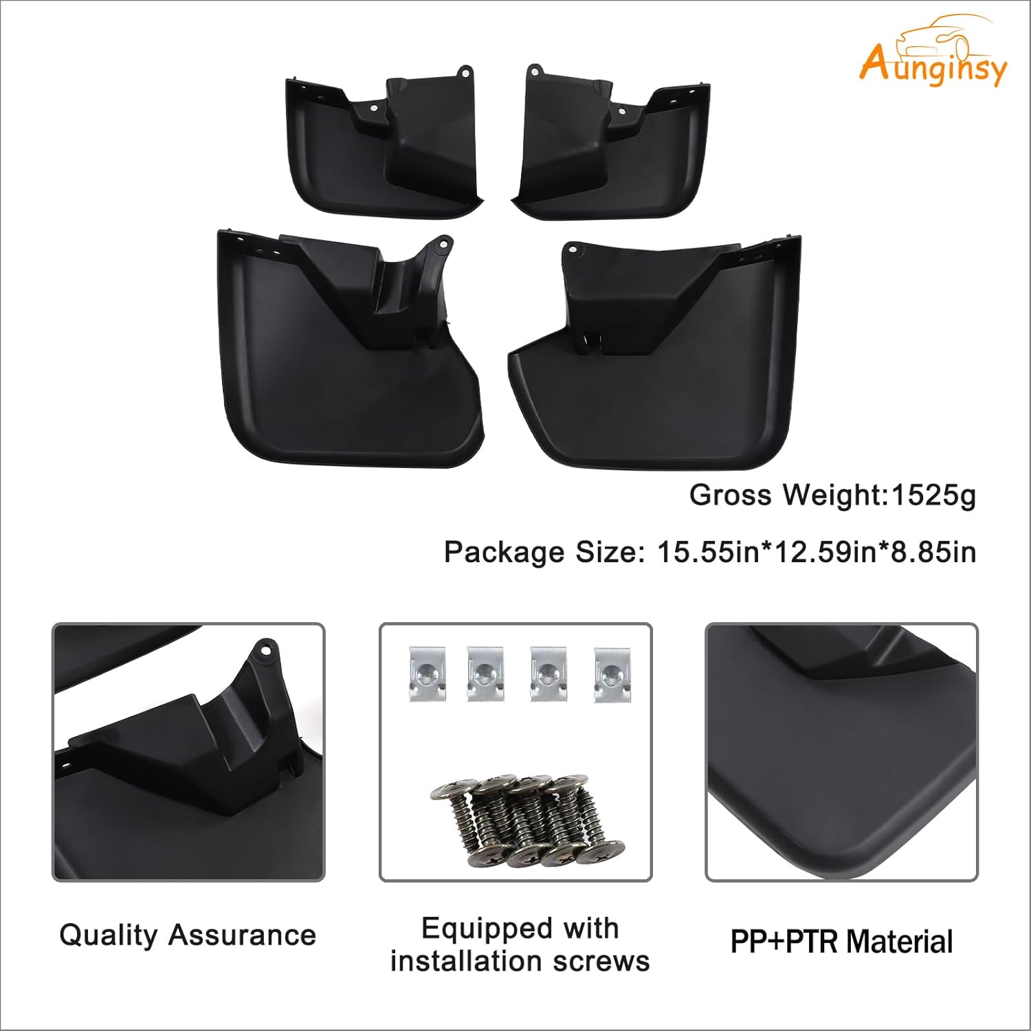 Aunginsy 4Pcs Mud Flaps Compatible with Toyota FJ Cruiser 2007-2021 Car All-Weather Fender Front and Rear Mud Splash Guards No Drilling Required Flexible PP Material Protection Exterior Accessories