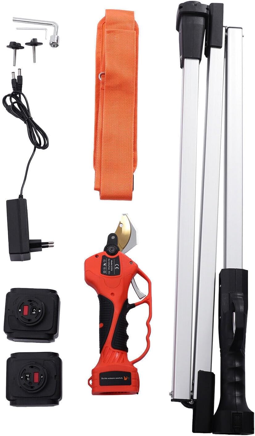 Pruner Electric Cordless Pruning 110V Shears with High Reach Rechargeable Battery Powered Tree Branch Pruner Cut Capacity Extension Pole Tool Belt Cutting Diameter for Gardening Shears