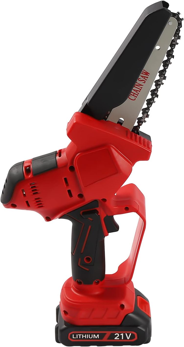 Mini Cordless Chainsaw Kit, Portable Chainsaw Rechargeable Battery Powered Cordless Power Chain Saws with Security Lock for Tree Trimming And Branch Pruning Wood Cutting