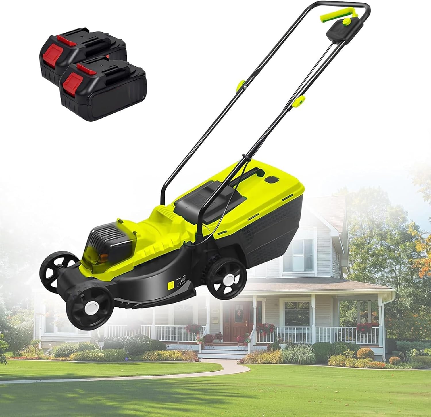 40V Brushless Cordless Lawn Mower with 4.0Ah Batteries, Electric Lawn mower with 30mm/50mm/70mm-Position Height Adjustment, 10.6 Gallon Grass Bag & Charger Included, 45Min Runtime,2 batteries