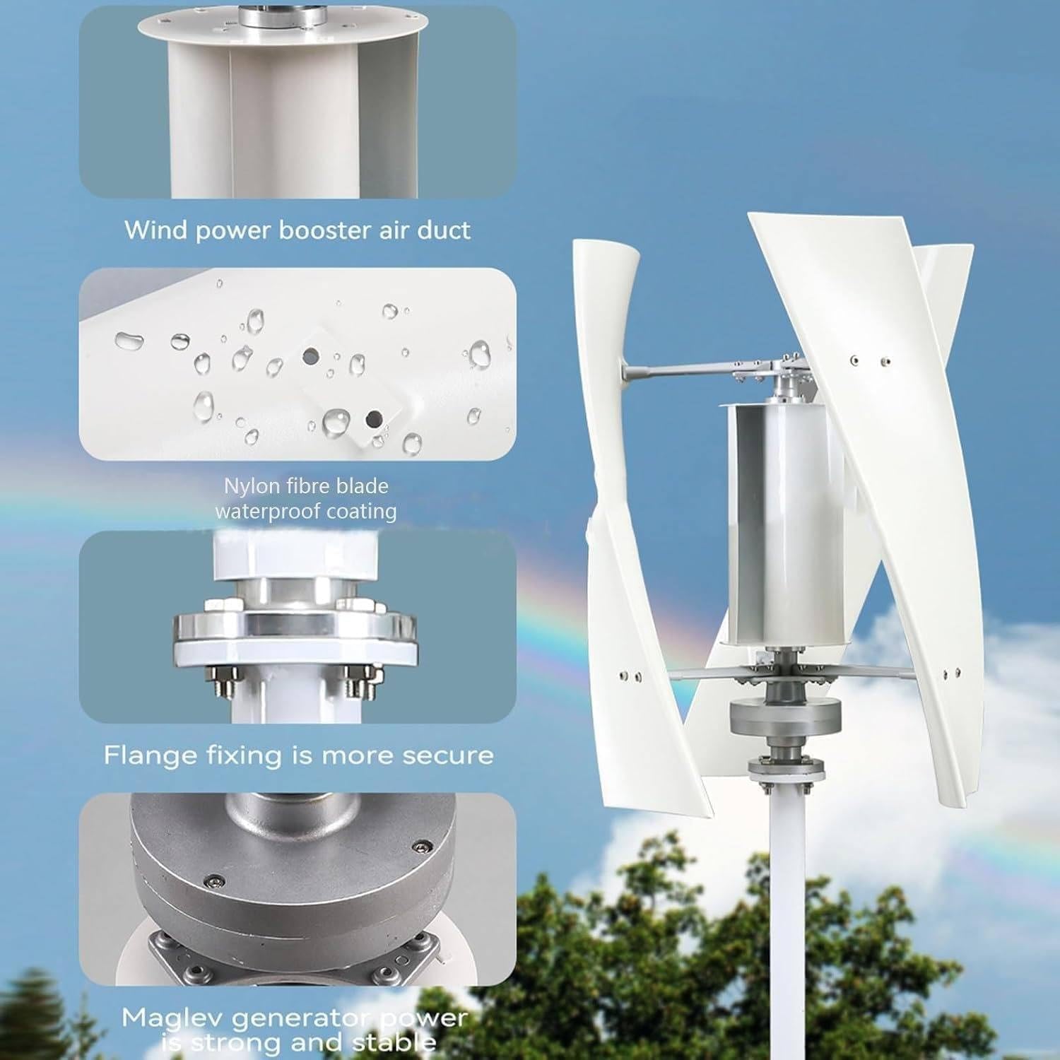 20000W Vertical Wind Turbine Generator Kit, 12V/24V/48V/220V Small Three-Phase AC with MPPT Controller, Ideal for Industrial Energy Solutions & Renewable Power Generation