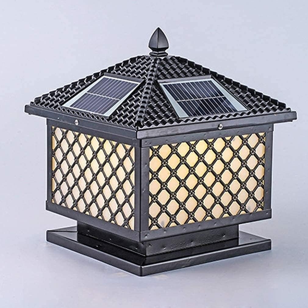 Outdoor Wall Lights European Antique External Patio Streetlight Solar Post Cap Light Retro Square Pillar Lamp Outdoor Garden Led Waterproof Deck Fence Light Aluminum Decking Pathway