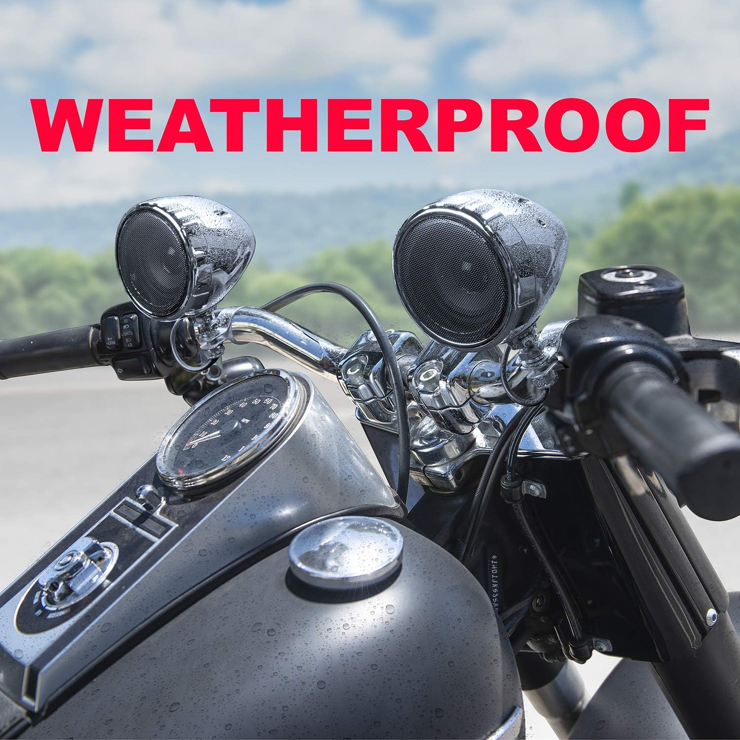 BOSS Audio Systems MC420B 3 Inch Motorcycle Speakers and Amplifier Sound System – Class D Amplifier, Weatherproof, Volume Control, ATV UTV Compatible