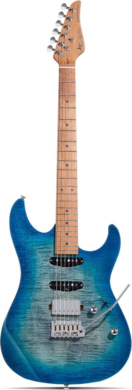 Leo Jaymz ST Pro Electric Guitar with Coil-Split, Roasted Maple Neck, Maple Fingerboard, Mahogany Body, Alnico 5 Pickups