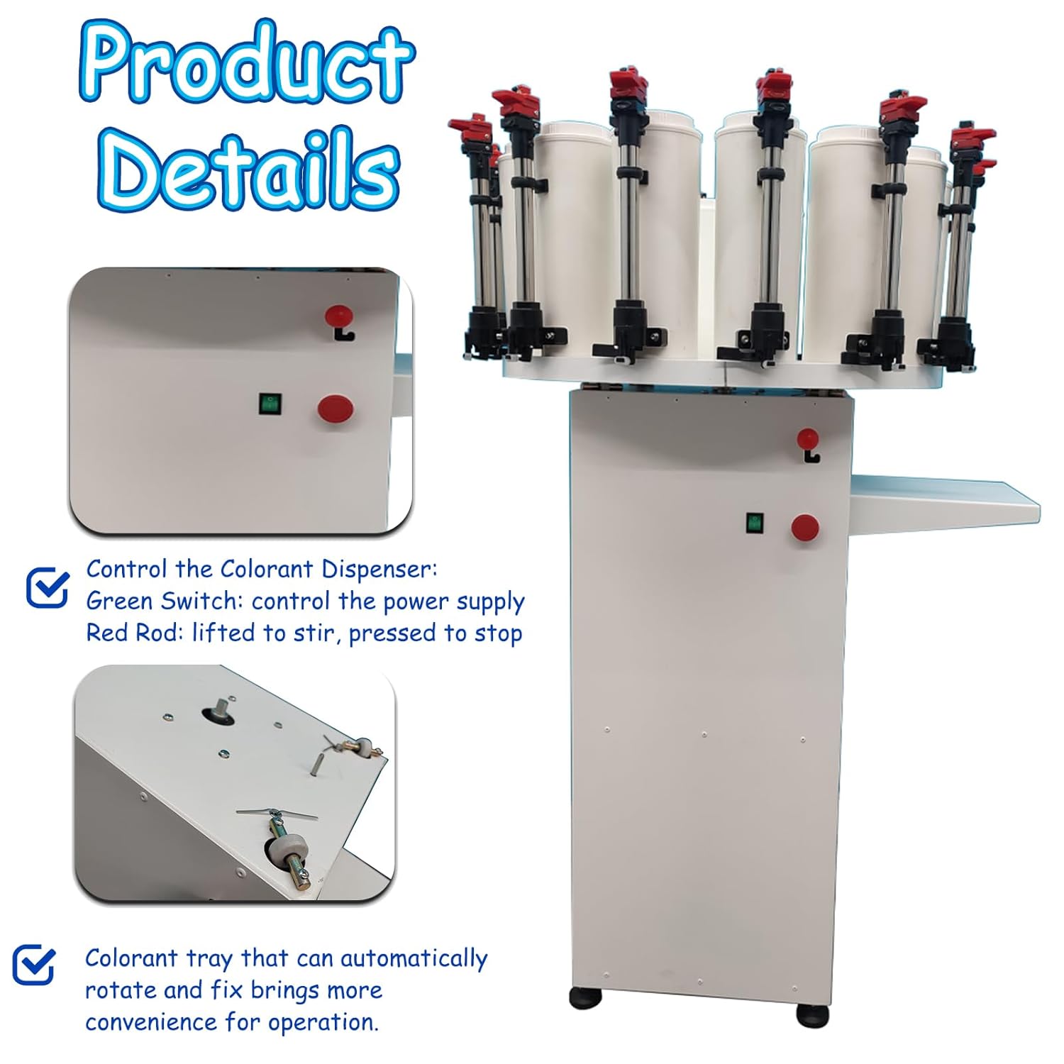 14-Station Paint Colorant Dispenser 2.3L Capacity Tinting Machine 110V Water Oil Color Paste Toning Machine Paint Color Tinting Mixer with Double Pump & Double Gauge & Adjustable Platform