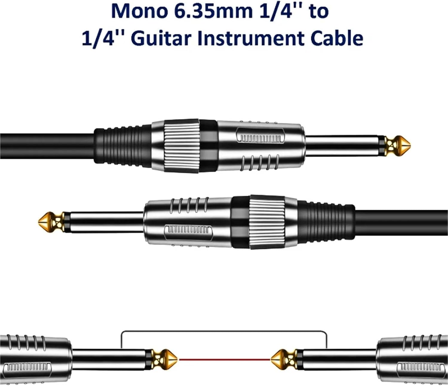 6.5mm TS Guitar Cable Male To 1/4 Inch Instrument Audio Aux Cables for Electric Mixer AMP(Blue M-M)