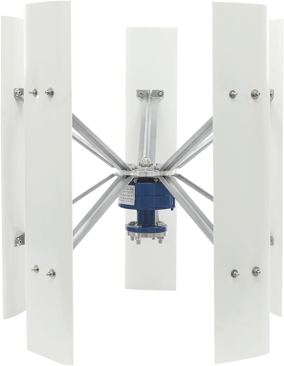 5 Blades Wind Turbine Generator for Home, Boats, Cabins, RVs, Streetlights, White Vertical Axis Wind Turbine Generator with Controller 12V, 100W