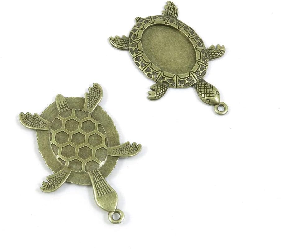 Price per 230 Pieces Antique Bronze Tone Jewelry Charms Findings Arts Crafts Beading Making Charmes T7LN5I Tortoise Turtle Cabochon Frame Setting