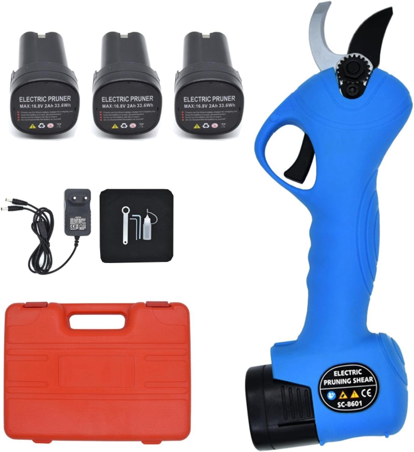 Electric Cordless Pruner Lithium-Ion Pruning Shear Efficient Scissors Bonsai Electric Tree Branches Garden Tools Electric 2batteries