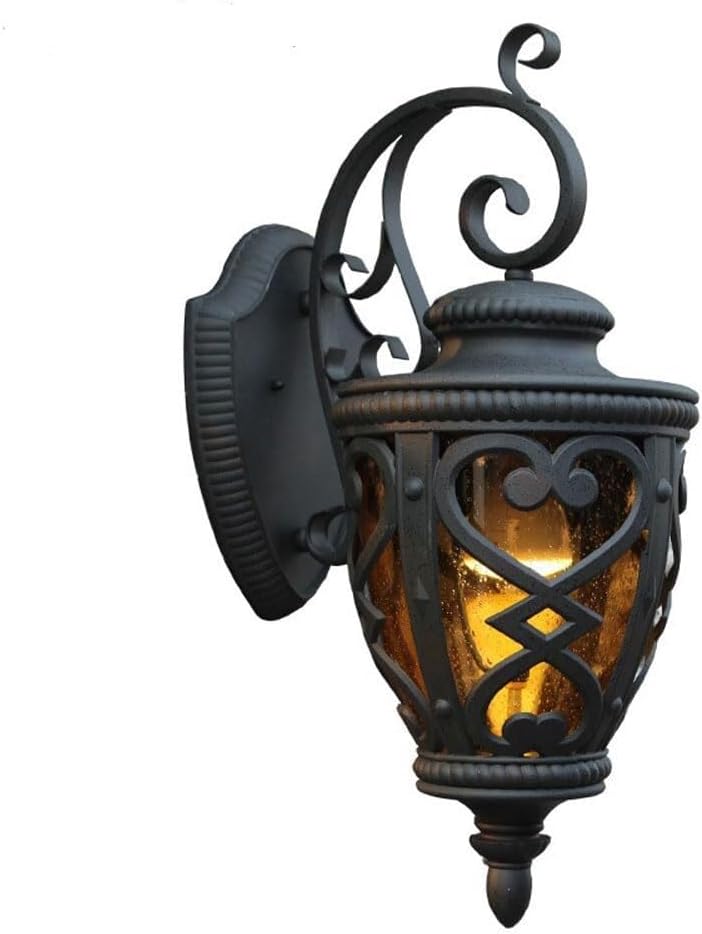 Wall Light Fixtures Waterproof Retro Outdoor Wall Lamp Amber Glass Sconce Wall Mount Light for Courtyards Gardens and Exterior Walls
