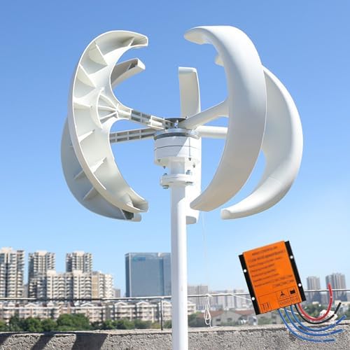 Wind Turbine Home Use Horizontal Generator Kits Blades with Controller to Charge Batteries Off Generator,5000W Vertical Wind Turbine Generator Kit - 5-Blade Lantern Design, Adjustable Speed,