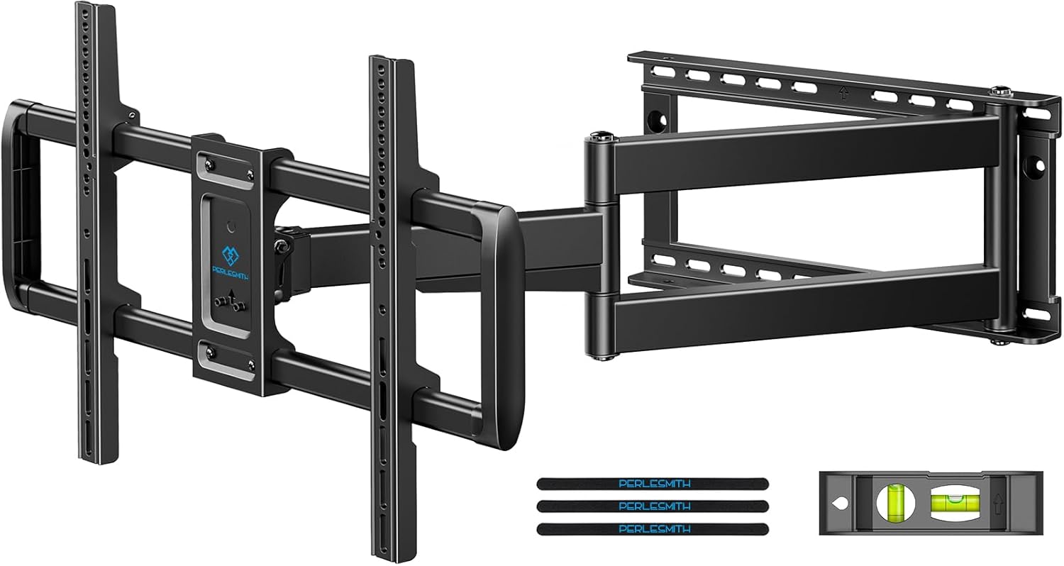 PERLESMITH Long Arm TV Wall Mount Full Motion for 37-75 inch TVs, Corner TV Mount Bracket with 27.36-inch Articulating Long Extension Arm, Swivel&Tilt, Max VESA 600x400mm up to 110lbs, 16