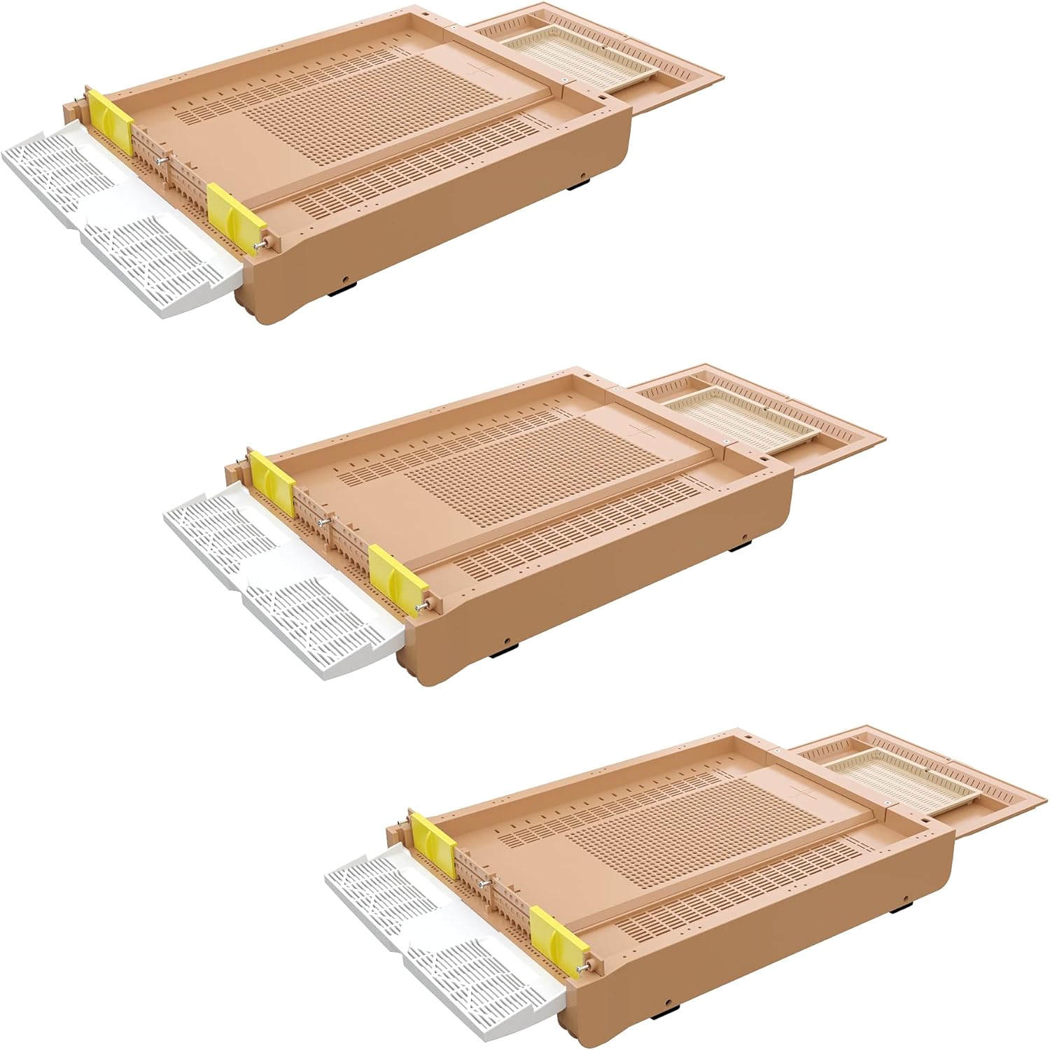 Apimaye Premium Screened Bottom Board with Built in Pollen Trap and Pollen Drawer, Entrance Reducers and Ventilation System for Moisture Control Multipack (3)