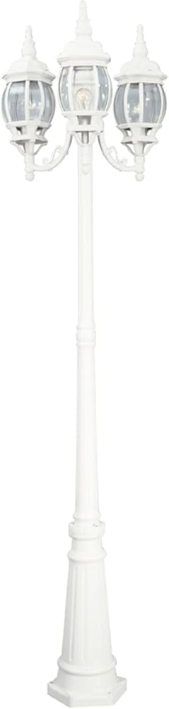 Designers Fountain 3-Light Riviera Outdoor Post Lantern, 84.5 Inch Exterior Lighting Fixture, White, 1923-WH