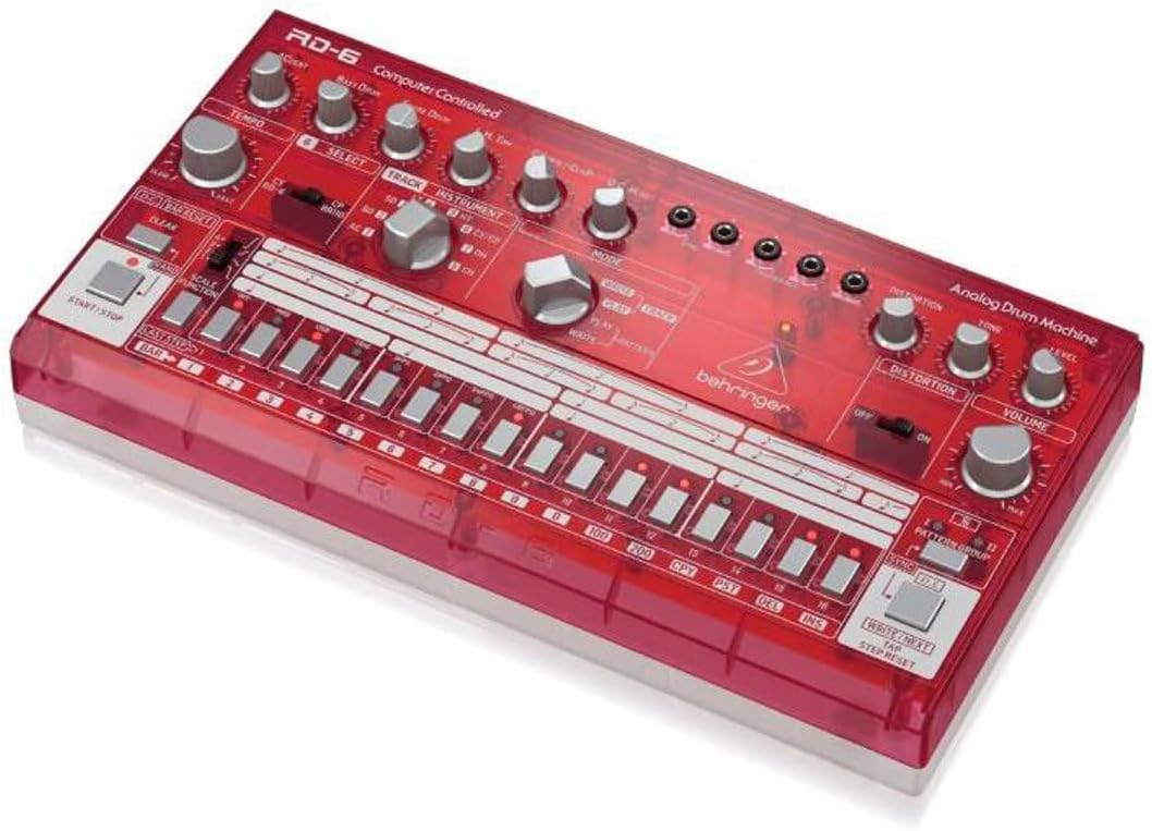 Behringer RHYTHM DESIGNER RD-6-SB Analog Drum Machine with 8 Drum Sounds, 64 Step Sequencer and Distortion Effects
