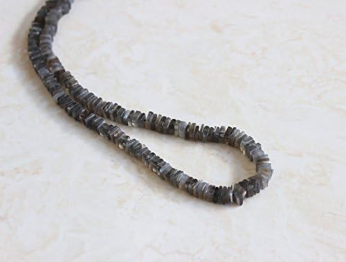grey moonstone gemstone square cut faceted rondelle heishi cube 6mm 1/2 strand