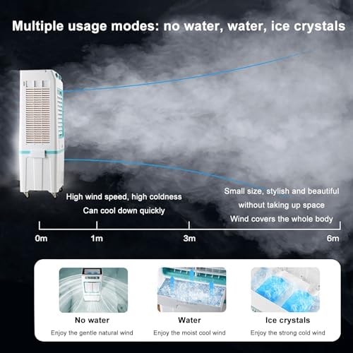 Swamp Cooler Air Conditioner Portable, 3-Speed Fan, 9000CFM Powerful Evaporative Air Cooler, 3-IN-1 Humidifying Cooling Fan for Home, Shop, Factory, Garage(Blue)