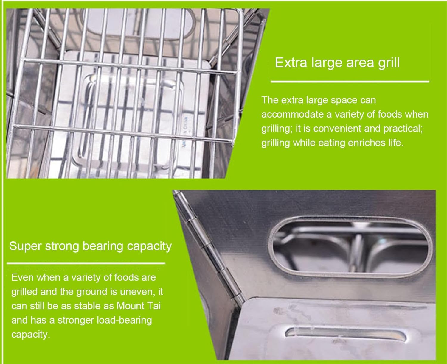 VIDECOR Stainless Steel Fire Pit, Foldable BBQ Grill Rack Portable Campfire Pit Liftable Wood Burning Charcoal Grill for Camping Picnic Patio Backyard Garden