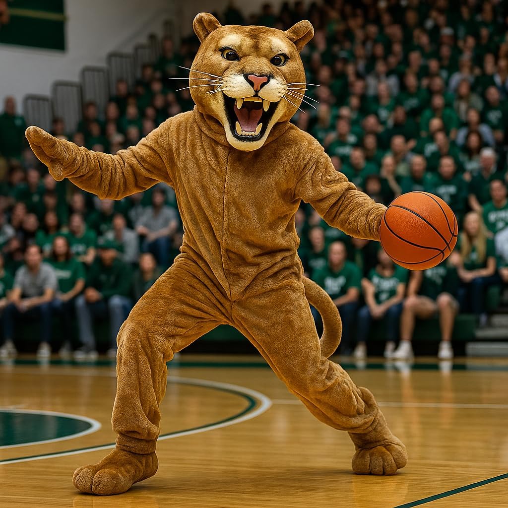 TCDesignerProducts Cougar Mascot Costume Tan, School Spirit Sports Fan Gear, Football Cheerleader Accessories, Homecoming