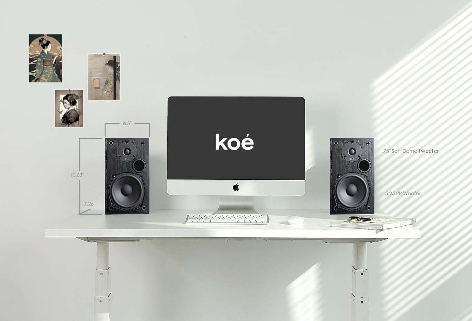 Audio Express Koe’ B102 – 100 Watt Home Theater, Passive Bookshelf Speakers (Pair) Hi-Res Audio, Excellent Response, HiFi, Satellites, Includes SPL/Freq Graph, Wall-Mountable, Black