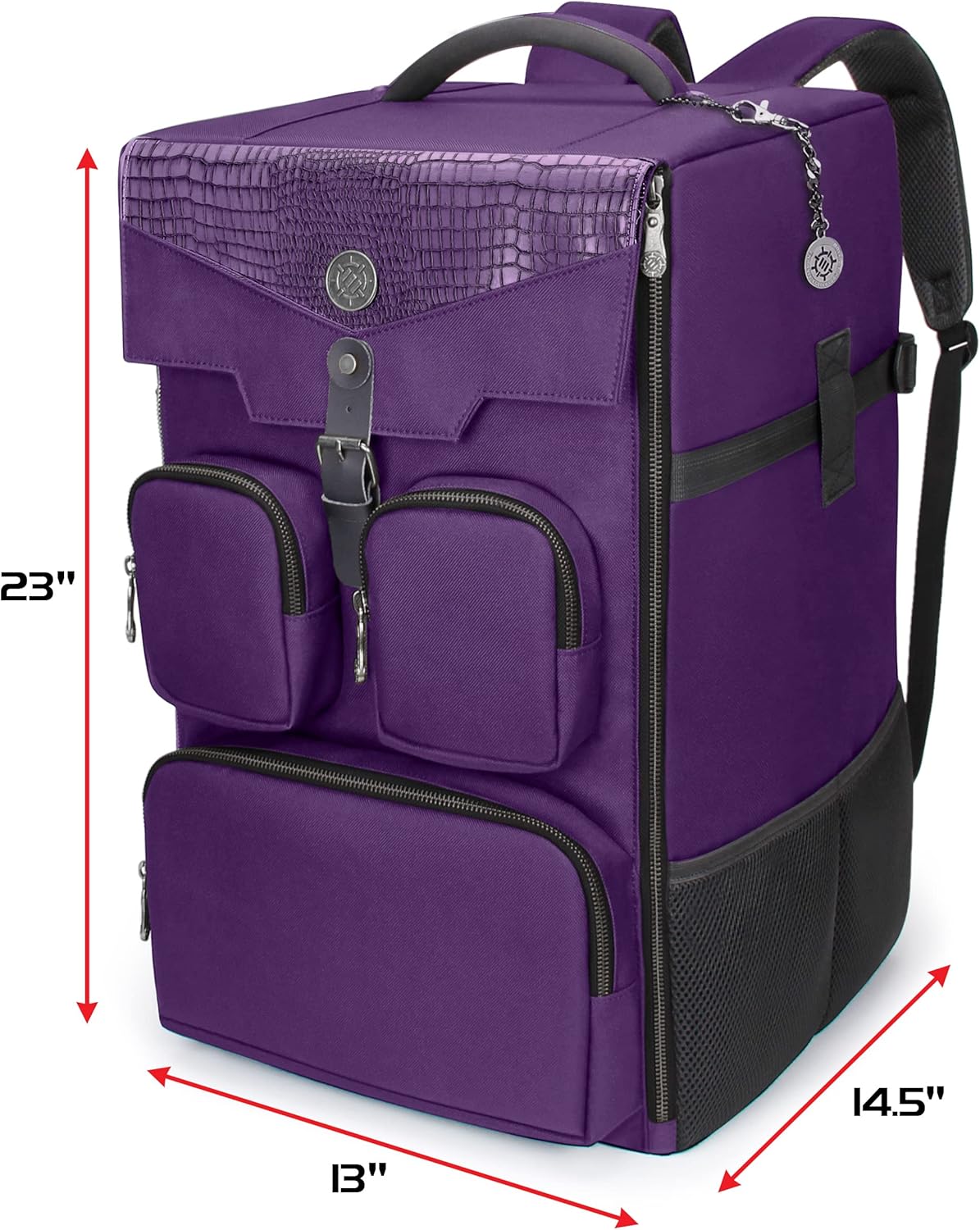 ENHANCE Collector's Edition Board Game Backpack - Reinforced Rigid Board Game Storage with Padded Shoulder Straps, Carrying Handle, and Accessories Pockets for Dice, Card Games, More (Dragon Purple)