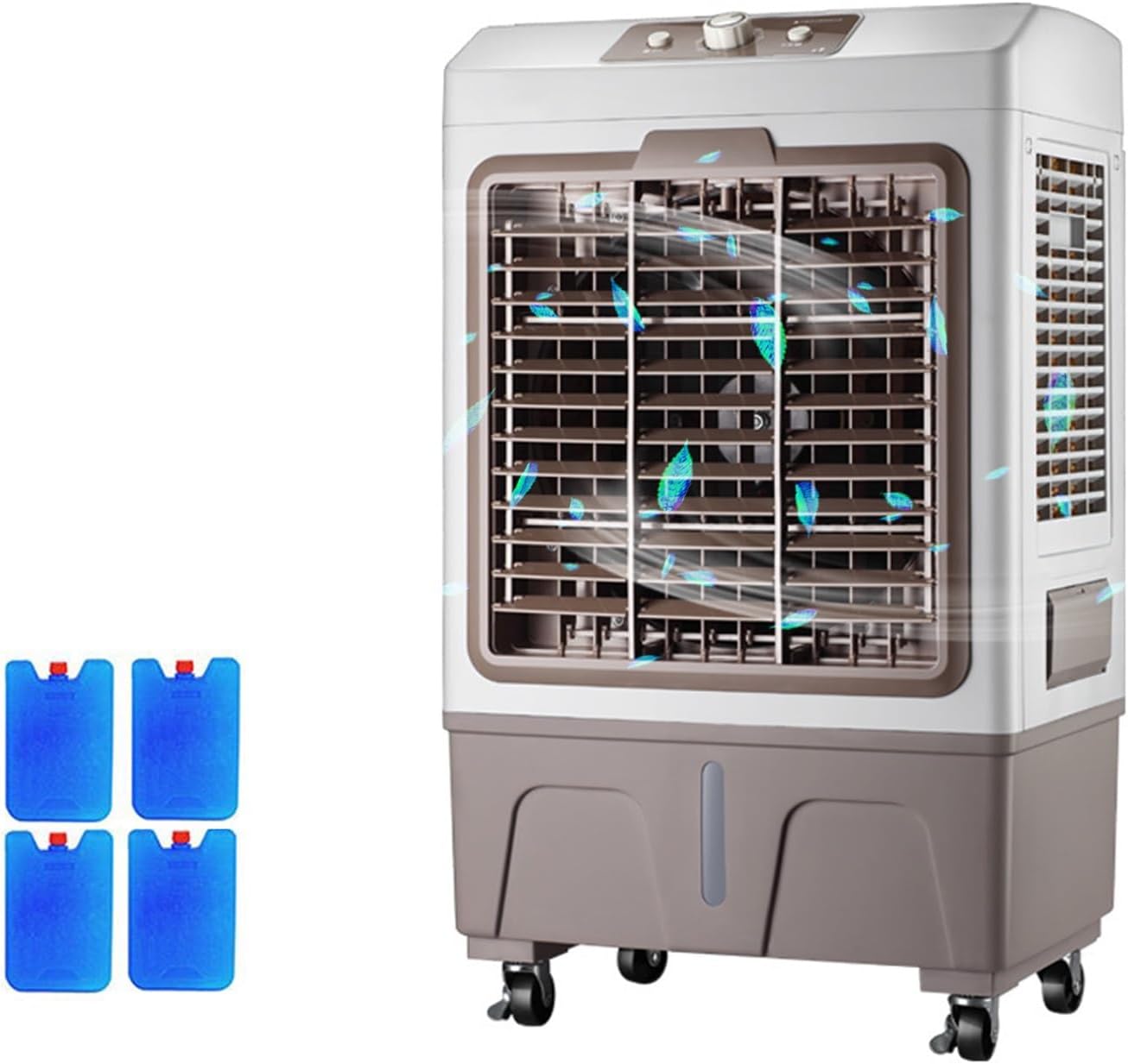 Swamp Cooler, Evaporative Cooler, 4 Ice Box & 12.1 Gal/ 55 L Tank for Long Cooling, 3 Speeds, Portable Cooling AC Fan, 120°Auto Oscillation, for Patio Garage Commercial Use