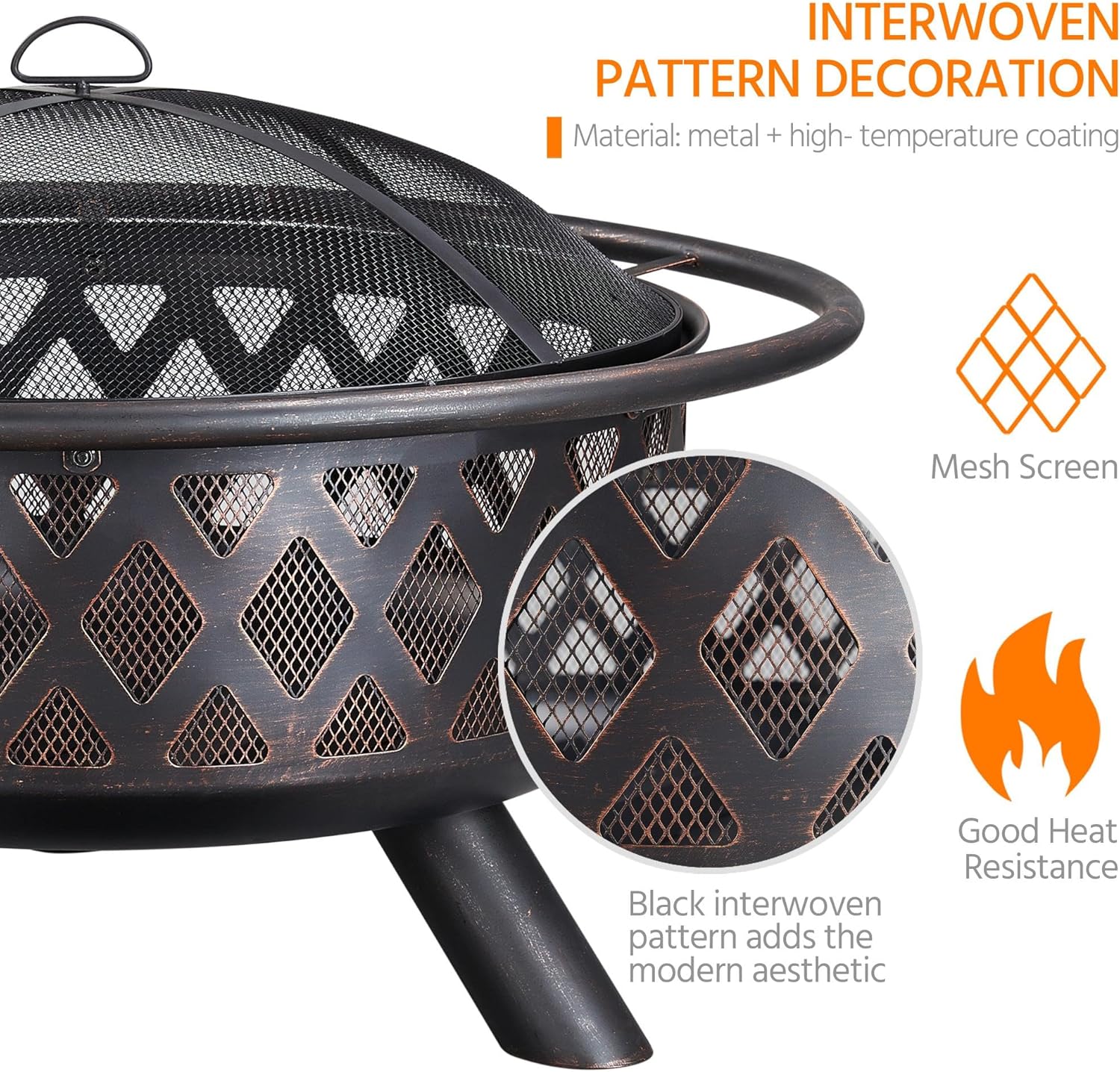 Yaheetech 36in Outdoor Fireplace Wood Burning Firepalce for Bonfire Patio Backyard