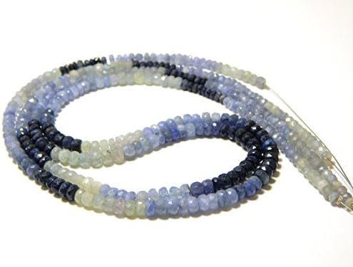 blue sapphire shaded faceted roundelle beads 100 persent natural gemstone size 3.6x4.8 mm 18.5