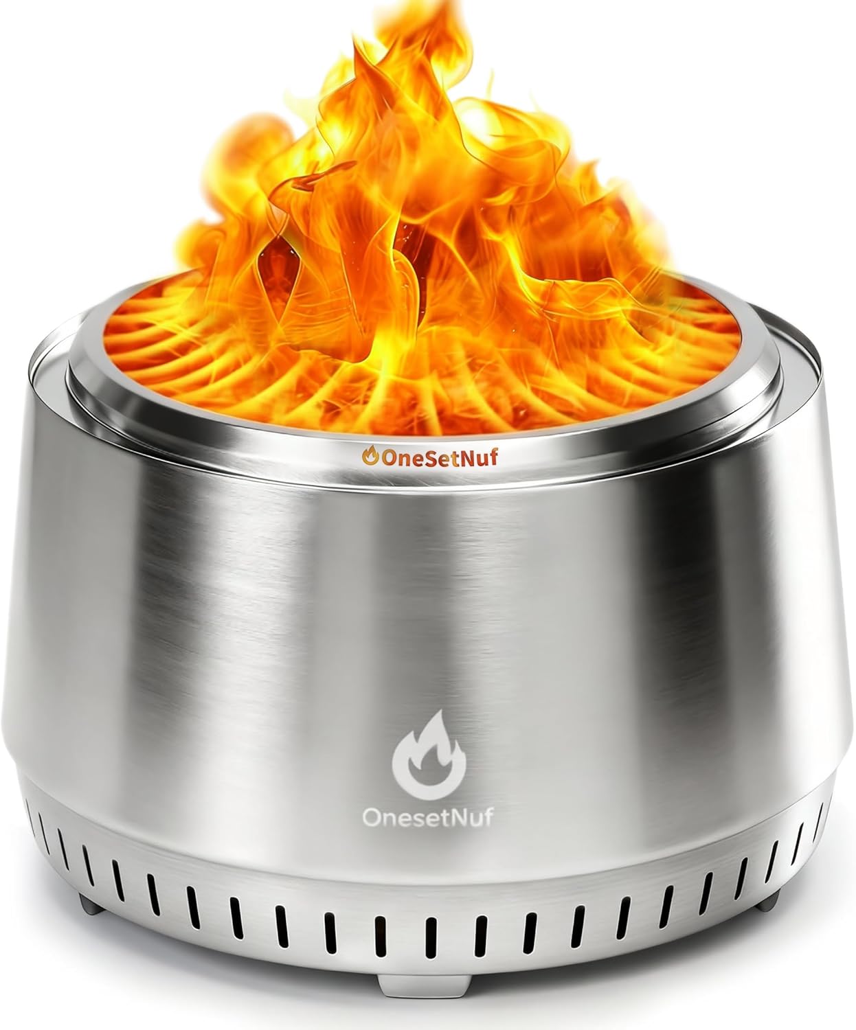 21 Inch Smokeless Fire Pit, for Outdoor Patio & Backyard, Dual Airflow Secondary Combustion, Stainless Steel Firepit with Detachable Ash Pan, Clean Burn, Portable for Camping & Gatherings