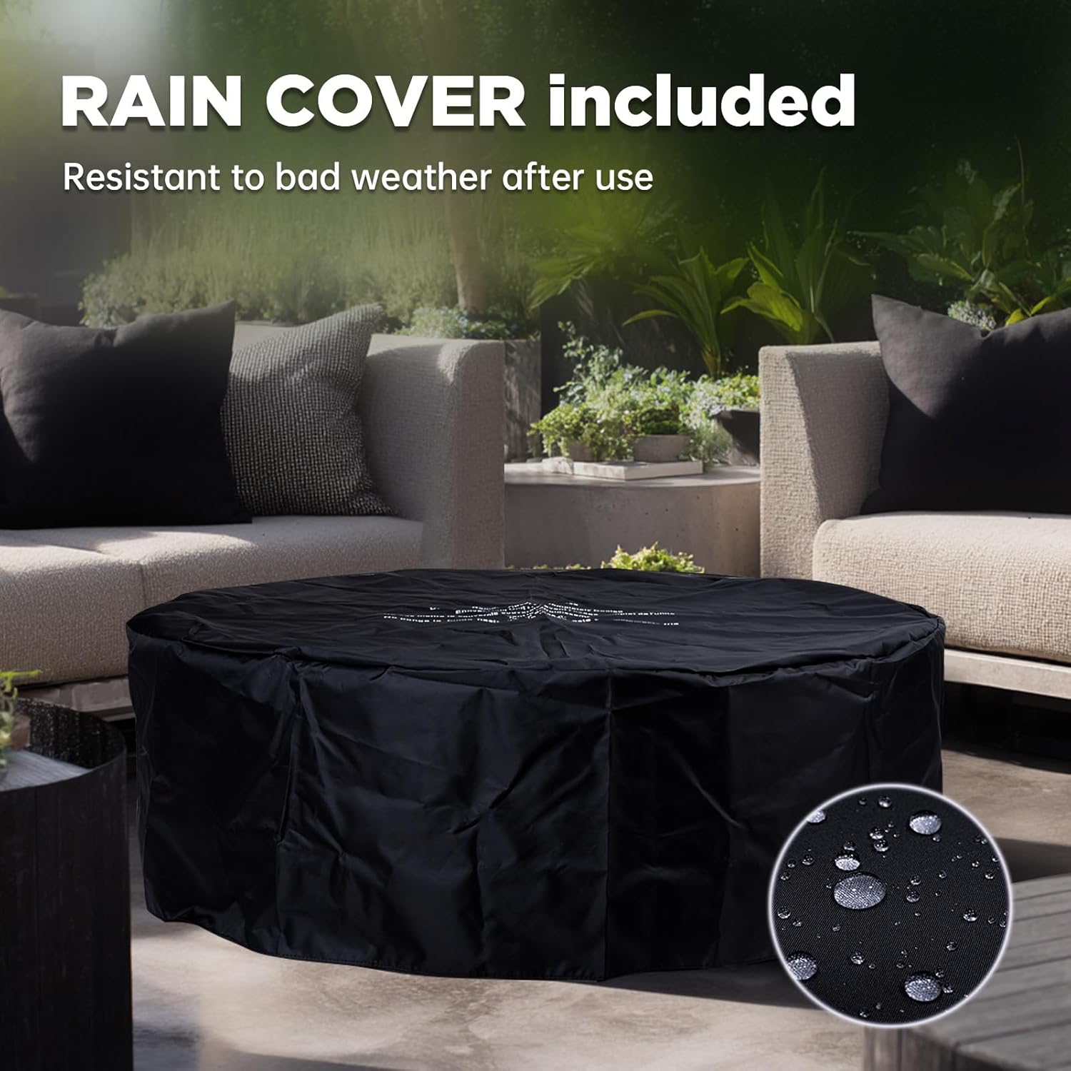 Propane Fire Pit Table, 42 inch 2 in 1 Gas Fire Pit Table 65,000 BTU Outdoor Round Firepit, Wind Guard for Garden, Deck, Backyard and Pool, Black