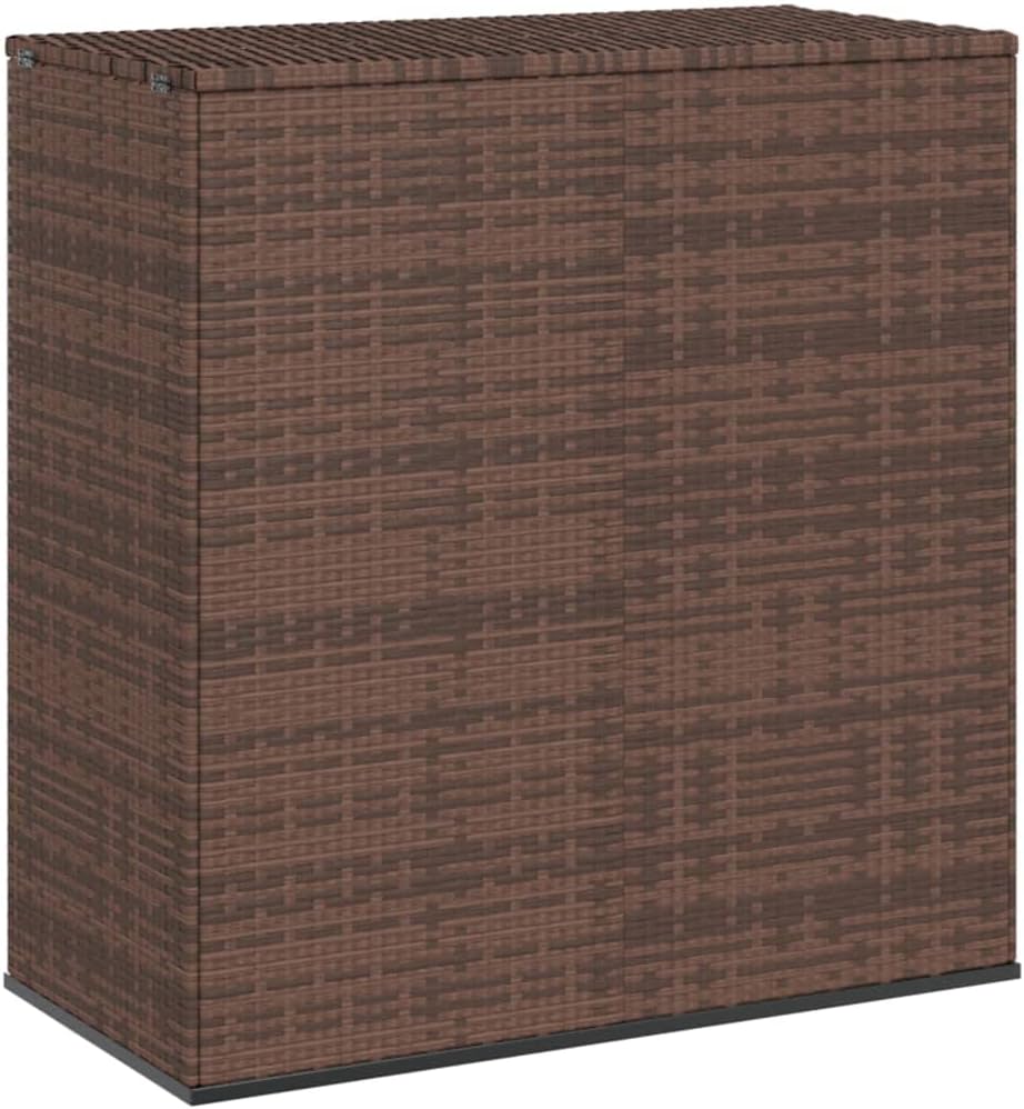 Outdoor Storage Box, Brown PE Rattan, Powder-Coated Steel, 39.4x39.4x40.7 Inch, Weather-Resistant Deck Box for Cushions, Blankets, Garden Tools, Patio, Balcony