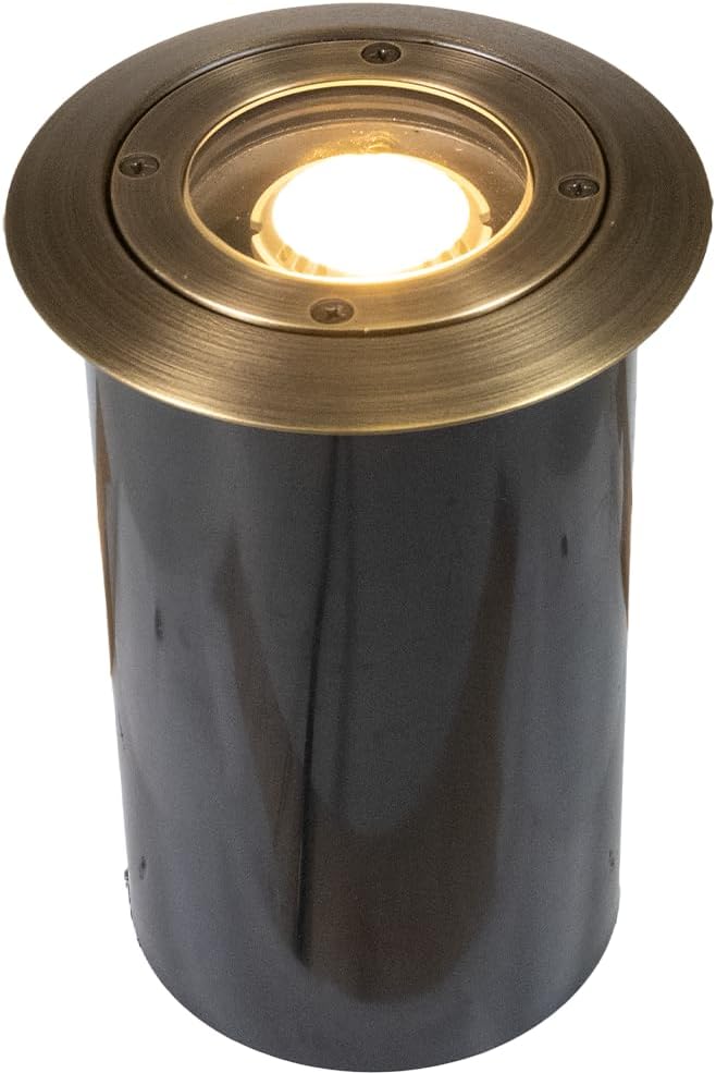 VOLT 12V Waterproof IP68 Mini Well Light with Brass Top (Bronze) for Low Voltage Landscape Lighting of Pathway, Driveway, Tree, Column or Wall