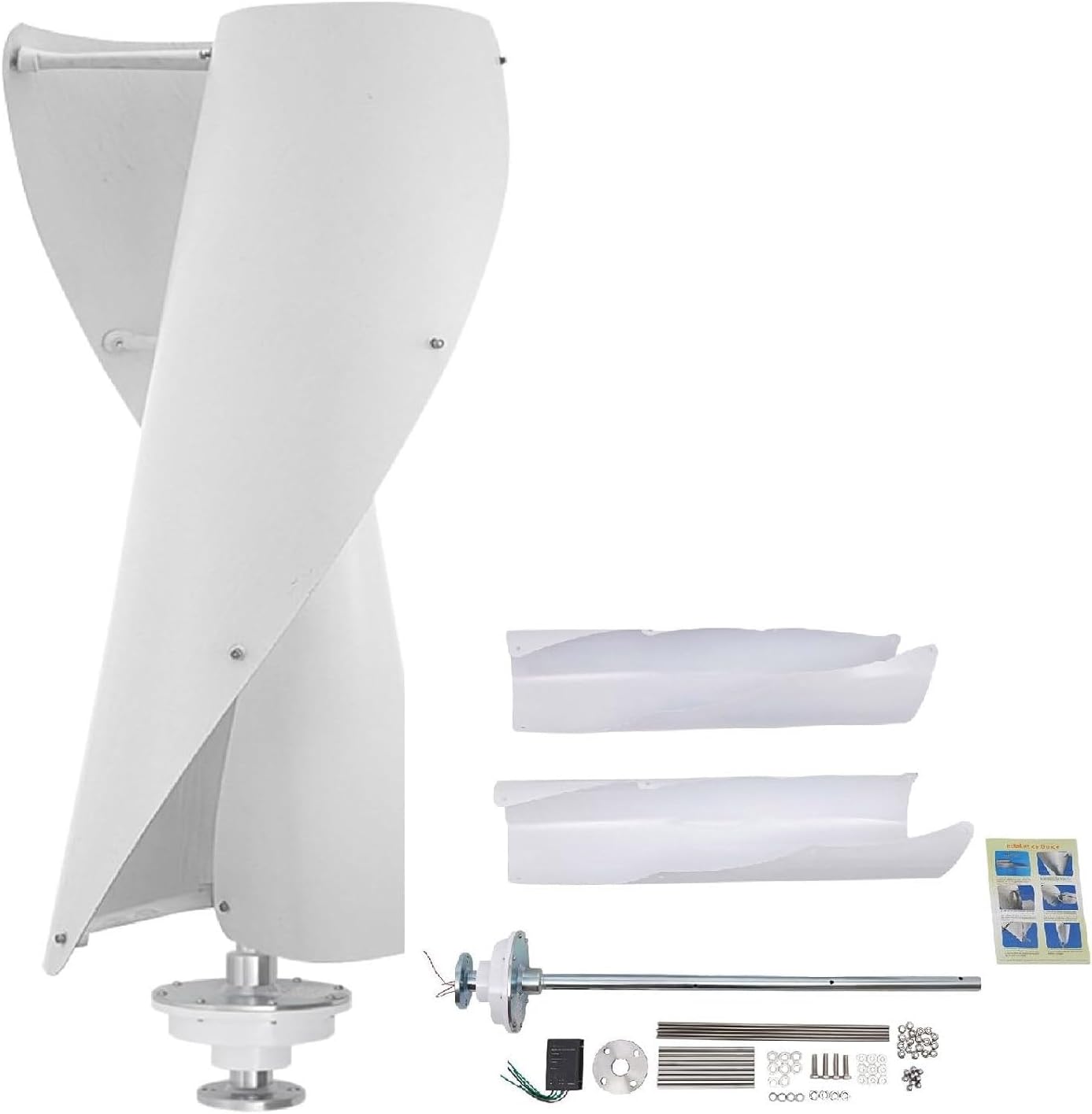 12V 24V Helix Maglev Wind Turbine Generator Kit - Vertical 3-Phase AC Permanent Magnet Generator with PWM Controller & 2 Blades for Boats, Cabins, Mobile Homes, Gazebos - White